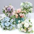 thumbnail image 6 of 7 Heads Hydrangea Flowers Artificial Bouquet Silk Blooming Fake Rose Hand Flower Wedding Decor Bouquet, 6 of 6