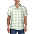 thumbnail image 5 of KLL Men's Hawaiian Shirt Short Sleeve Button Down Beach Shirts-Green Checkboard, 5 of 6