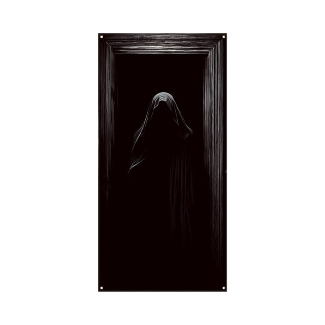 Cortina Colgante de Halloween para Puerta Zjt250901002 | Tela de Poliéster Gruesa y Lavable | Estampado de Calavera Fantasma Realista | Instalación Sencilla En 2 Minutos | Decoración para Fiestas En
