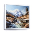thumbnail image 2 of Designart "Winter'S Charming Mountain Creek" Landscape Mountains Floater Framed Canvas Wall Art, 2 of 5