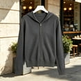 thumbnail image 5 of WQNVRNR Womens Hooded Cardigan- Casual Fall Winter Long Sleeve Zip Up Warm Outerwear Dark Gray Size M, 5 of 6