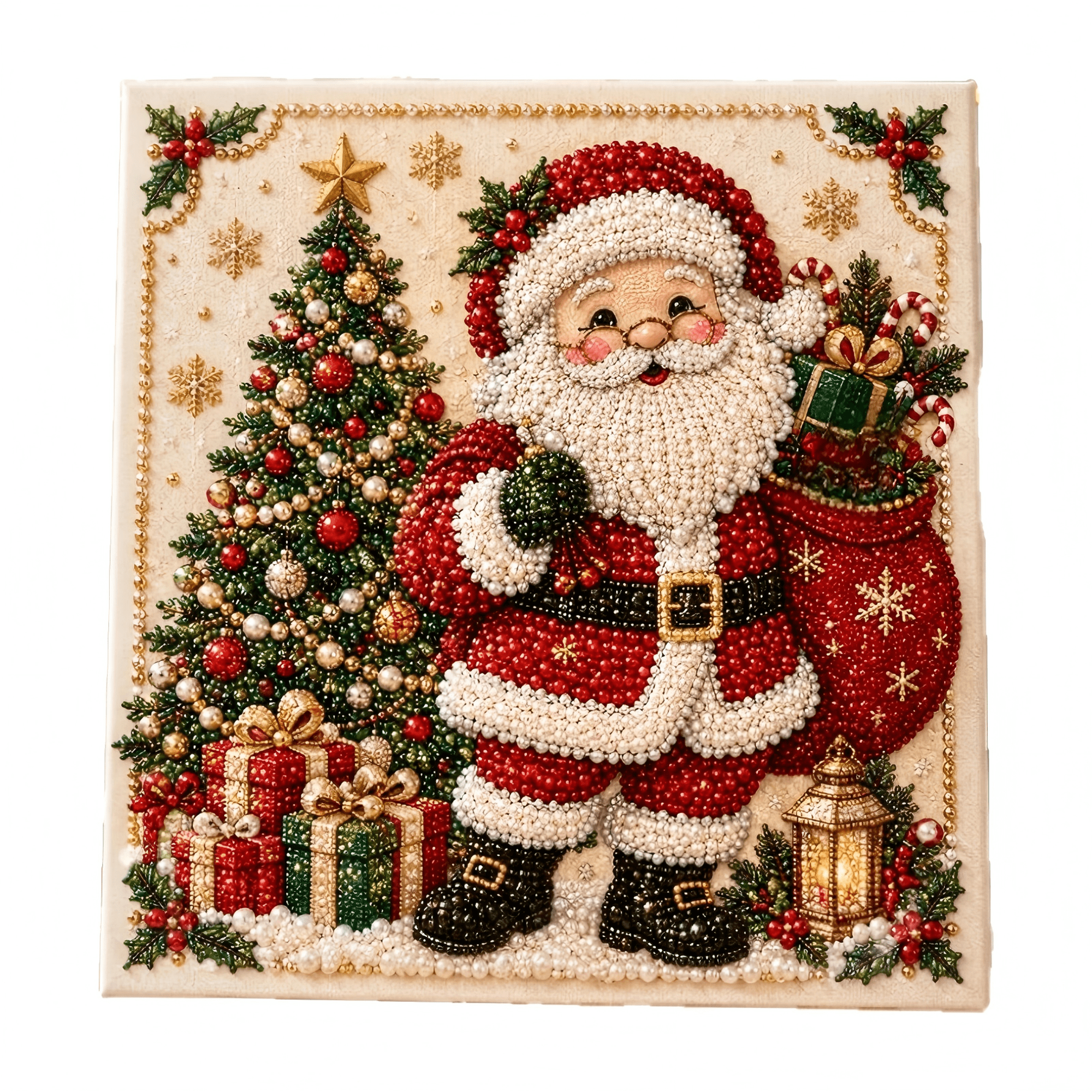 Christmas Diamond Art DIY Pearl Painting Kit 2D Hanging Ornament for Home Wall Decor Gift Creative Relaxing Easy to Use Sparkling Shiny Colorful Handmade Festive Joyful
