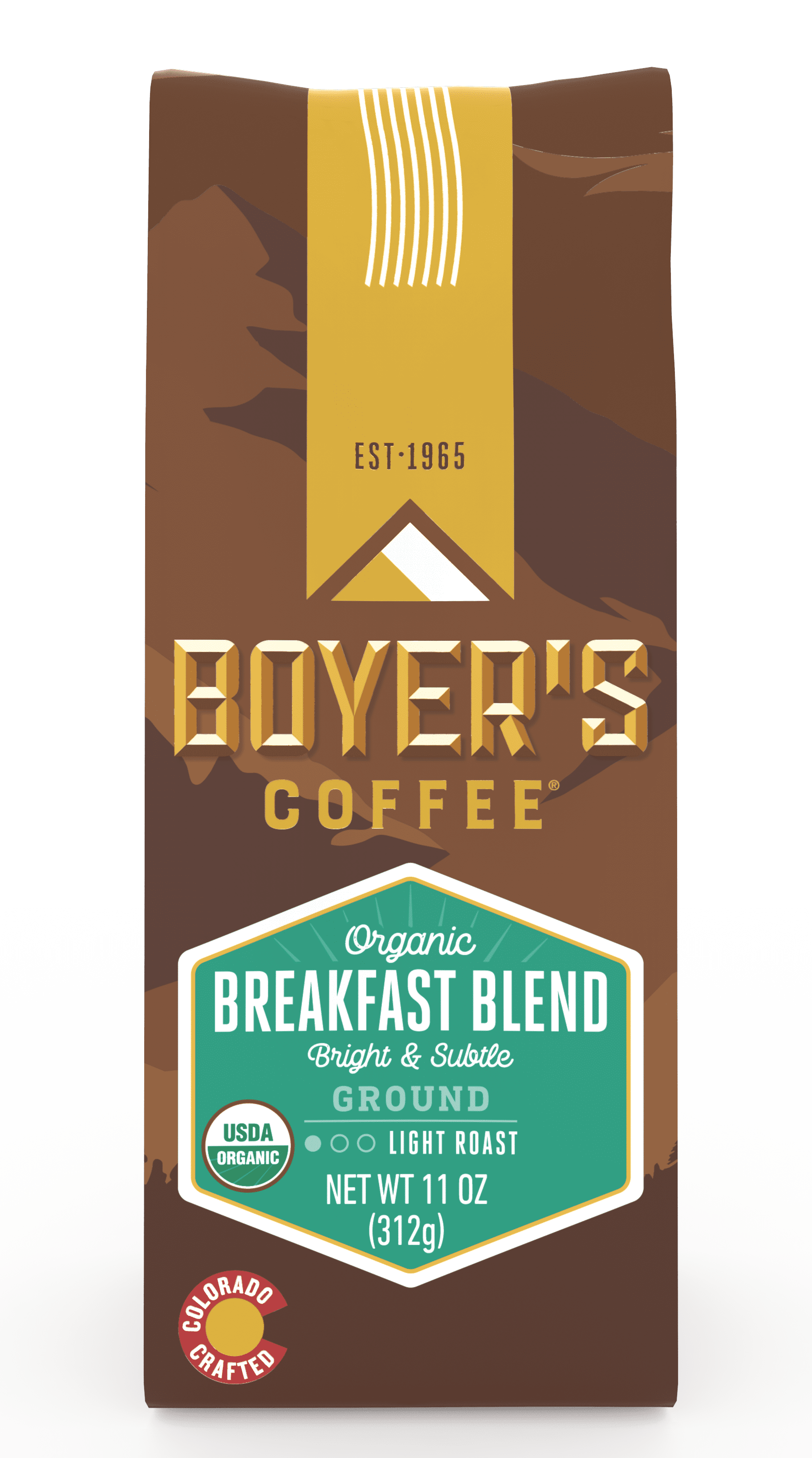 Boyer's Coffee Organic Breakfast Blend, Ground Coffee, Light Roast, 11 Oz