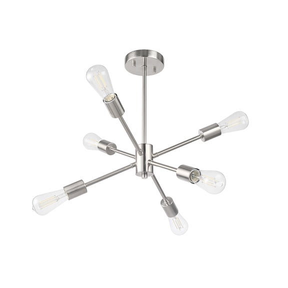 Better Homes & Gardens 6 Lights Semi-Flush Mount, Satin Nickel, Bulb Not Included