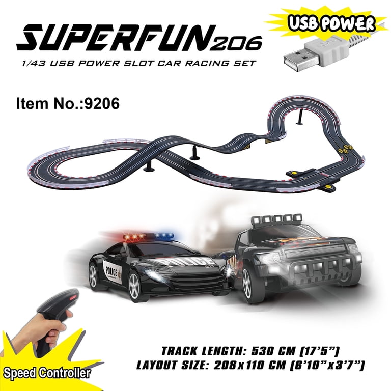 Joysway: SuperFun 206 - 1/43 USB Power Slot Car Racing Set, Layout