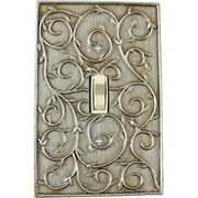 Meriville French Scroll 1 Toggle Wallplate, Single Switch Electrical Cover Plate, Aged Silver