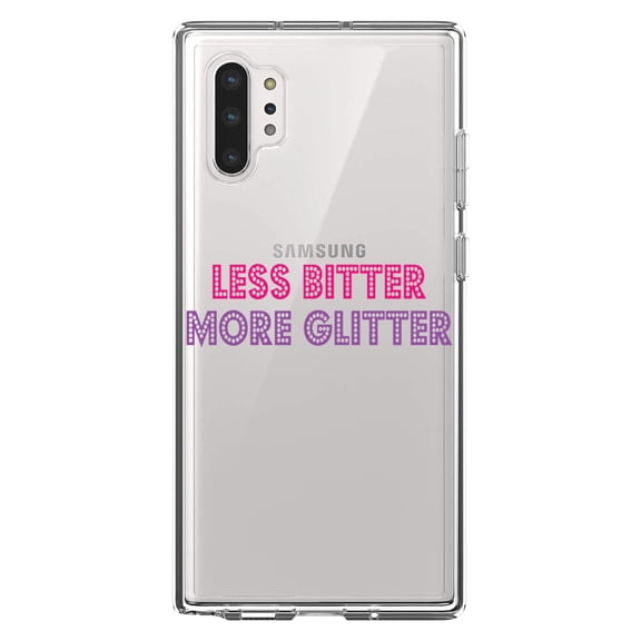 DistinctInk Clear Shockproof Hybrid Case for Galaxy Note 10 PLUS (6.8" Screen) - TPU Bumper Acrylic Back Tempered Glass Screen Protector - Less Bitter More Glitter