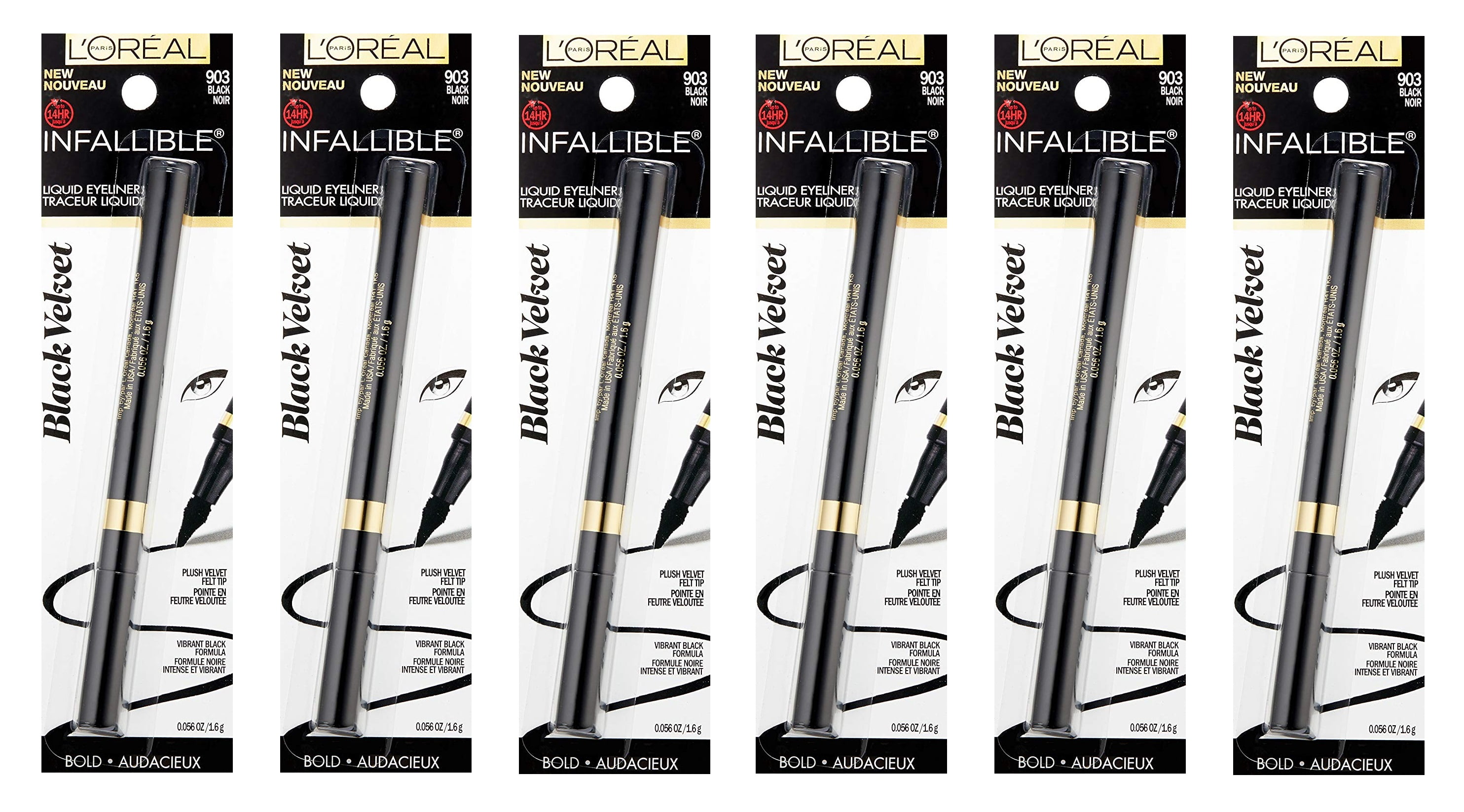 L'Oreal Infallible Bold Liquid Eyeliner Black Velvet 903 Black (Pack of 6) Walmart Canada