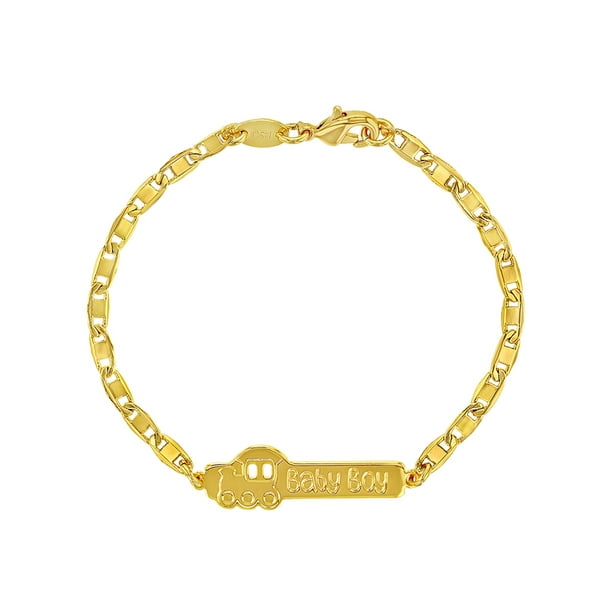 12/18 @ 8 pm et. 18k gold plated train baby boy id bracelet for babies toddler 5 5