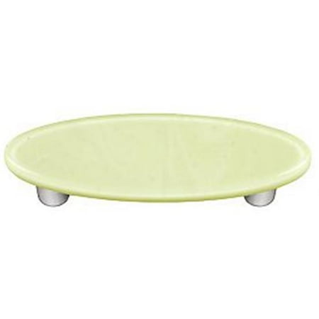 - Hot Knobs HK1039-POA French Vanilla Oval Glass Cabinet Pull - Aluminum Post