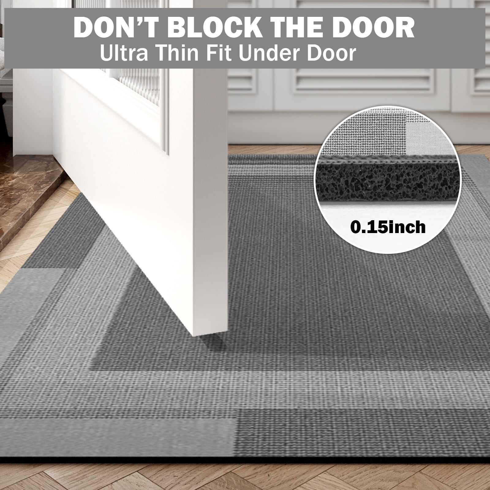 QiCaiJia Non Slip Bathroom Rugs, Absorbent Quick Dry Thin Bath Mat With Rubber Backing For Bathroom Floor Fit Under Door 20"x32" Dark Gray