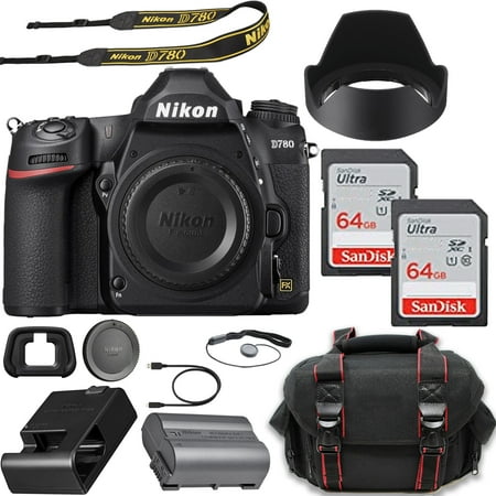 Nikon D780 DSLR Camera (Body Only) + 2X 64GB Memory Cards + Case & More (20pc Bundle)