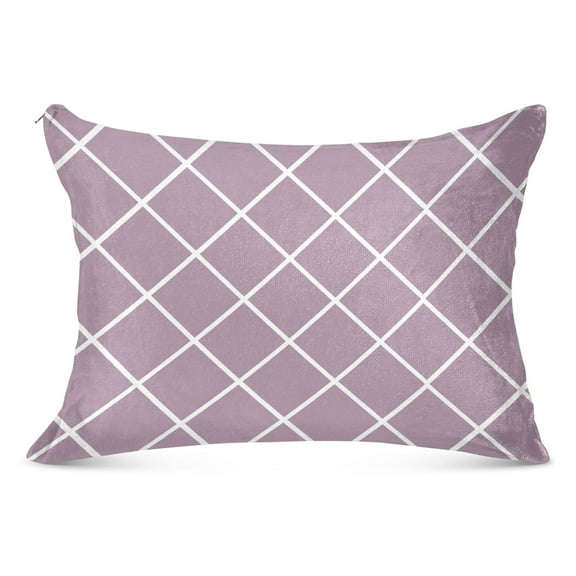 Plush Pillow Cases Standard Size Ultra Soft Warm Pillowcases with Zipper Pale Mauve Block 20"x26"