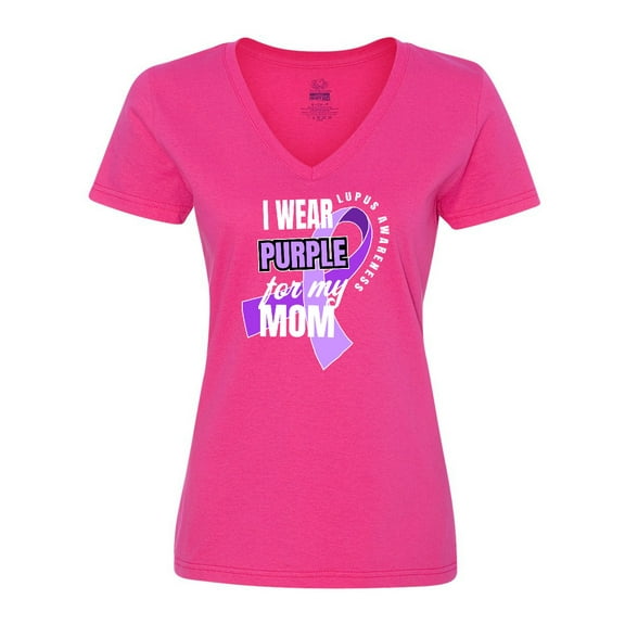 Inktastic I Wear Purple For My Mom Lupus Awareness Women's V-Neck T-Shirt