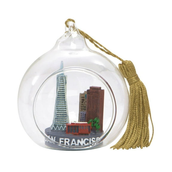 Mini Skyline San Francisco Christmas Ornament Open Glass Ball