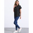 thumbnail image 3 of DARING DIVA Women's Denim Shirt Short Sleeve Jean Shirt Summer Tops L Black, 3 of 6