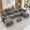Grey, variant on UBERLYFE 145 Inch U-Shaped Cloud Sectional Sofa, Chenille Modular Couch With Double Chaise, USB Charging Ports, Hidden Storage & Cup Holders For Living Room, Black