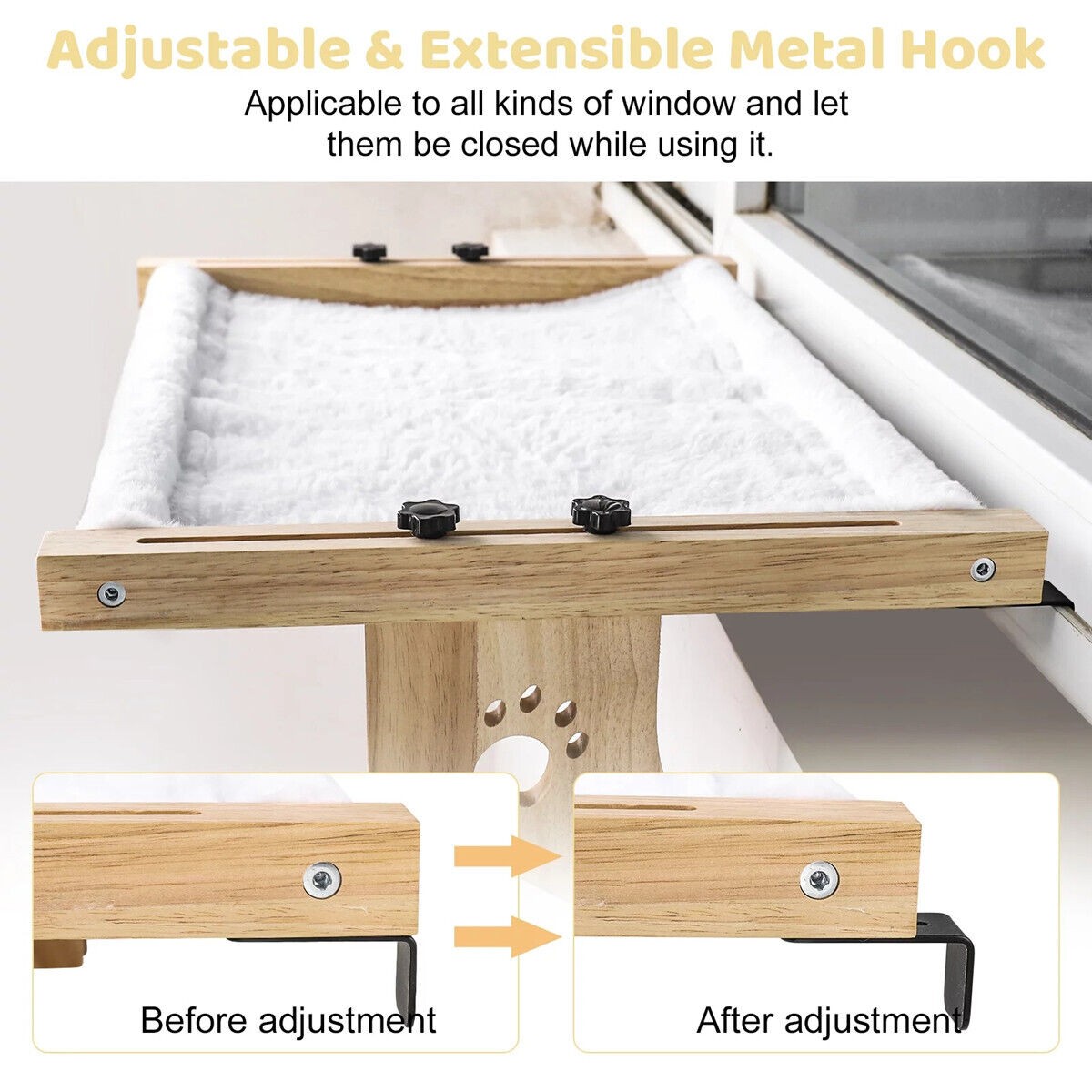 COSTYLE Cat Window Perch Sturdy Cat Window Hammock No Drilling Required Large Cat Bed for Windowsill, Floor, Bedside