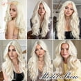 thumbnail image 2 of PHOCAS 26 Inch Long Lace Front Wig 13x3 Synthetic Deep Wave Glueless Wig for Women Pre Plucked Natural Hairline Heat Friendly Tangle Free Platinum Blonde, 2 of 9