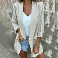 thumbnail image 2 of Duoif Cardigans for Women Trendy Cotton and Linen Casual Lapel Single Button Thin Coat Linen Women Lightweight 3/4 Sleeve Summer Lapel Jackets Womens Cardigan White XL, 2 of 9