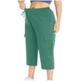 thumbnail image 4 of FRSASU Plus Size Capris for Women Solid Loose Drawstring Workout Sweat Pants with Pockets Mint Green XXXL(XXXL), 4 of 9