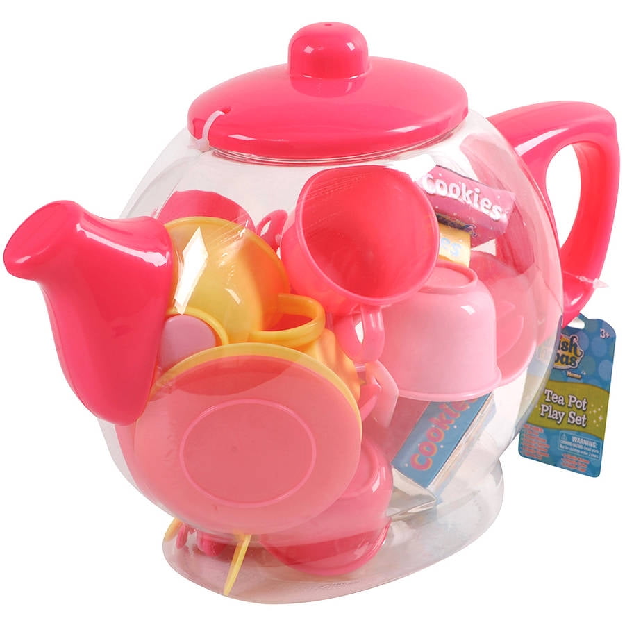 Large Plastic Teapot Toy Tea Set Role Play 25+1 pcs Kids Children 