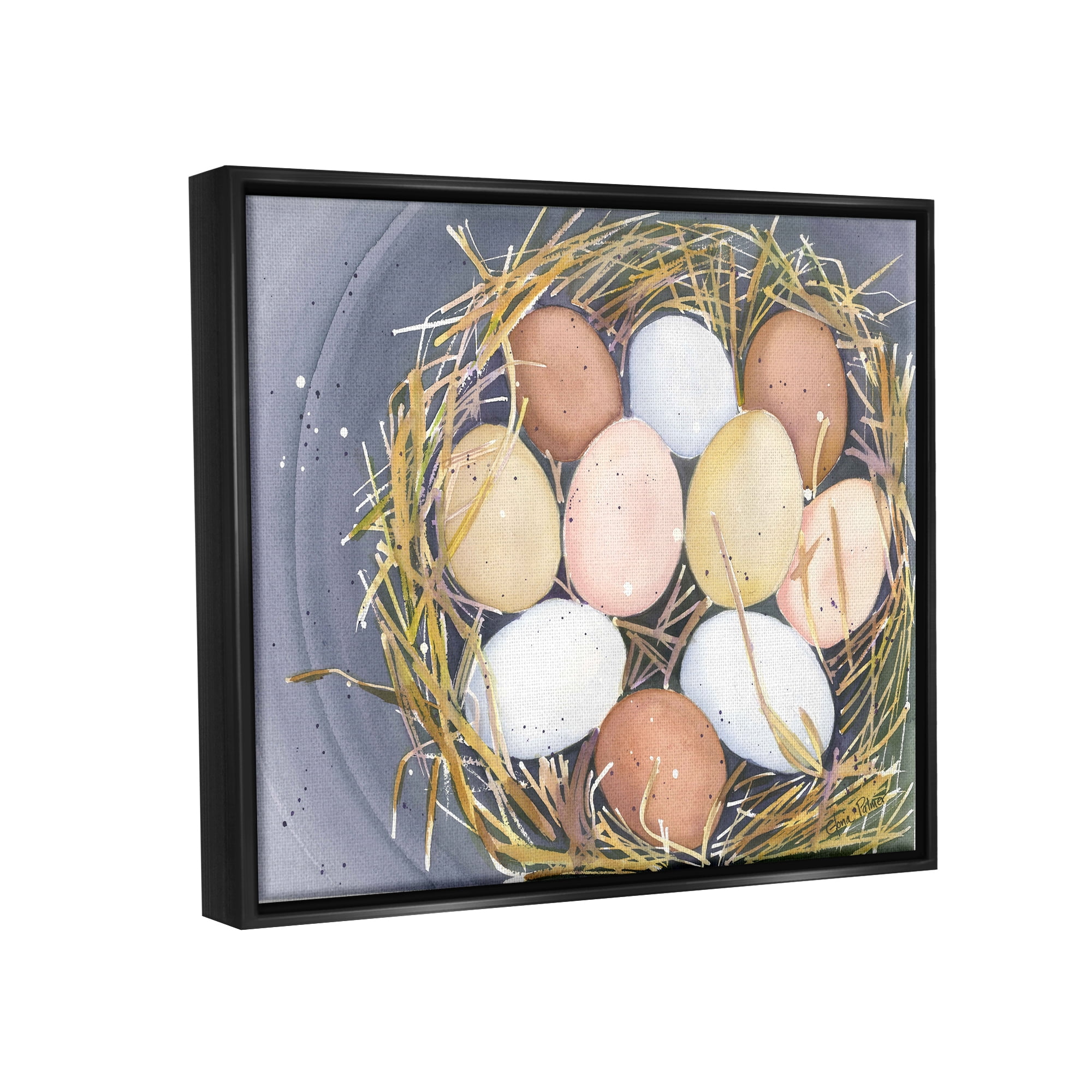 Stupell Industries Bird Nest Eggs Nature Painting Animals & Insects Painting Black Floater Framed Art Print Wall Art