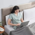 thumbnail image 3 of Lammaloe Full Size Platform Bed Frame with Horizontal Channel Upholstered Headboard, Beige, Full, 3 of 9