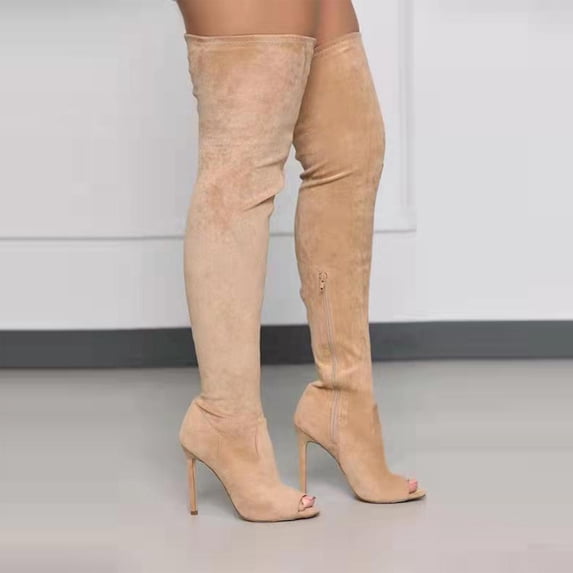 Tejiojio Clearance Women's Over The Knee Thigh High Chunky Heel Boots Long Stretch Sexy Fall Winter Boots
