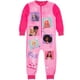 thumbnail image 1 of Pijama onesie Barbie de forro polar rosa para niñas, de 3 a 10 años, 1 of 7