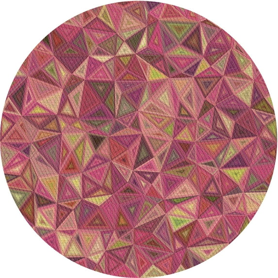 Ahgly Company Machine Washable Indoor Round Transitional Crimson Red Area Rugs, 4' Round
