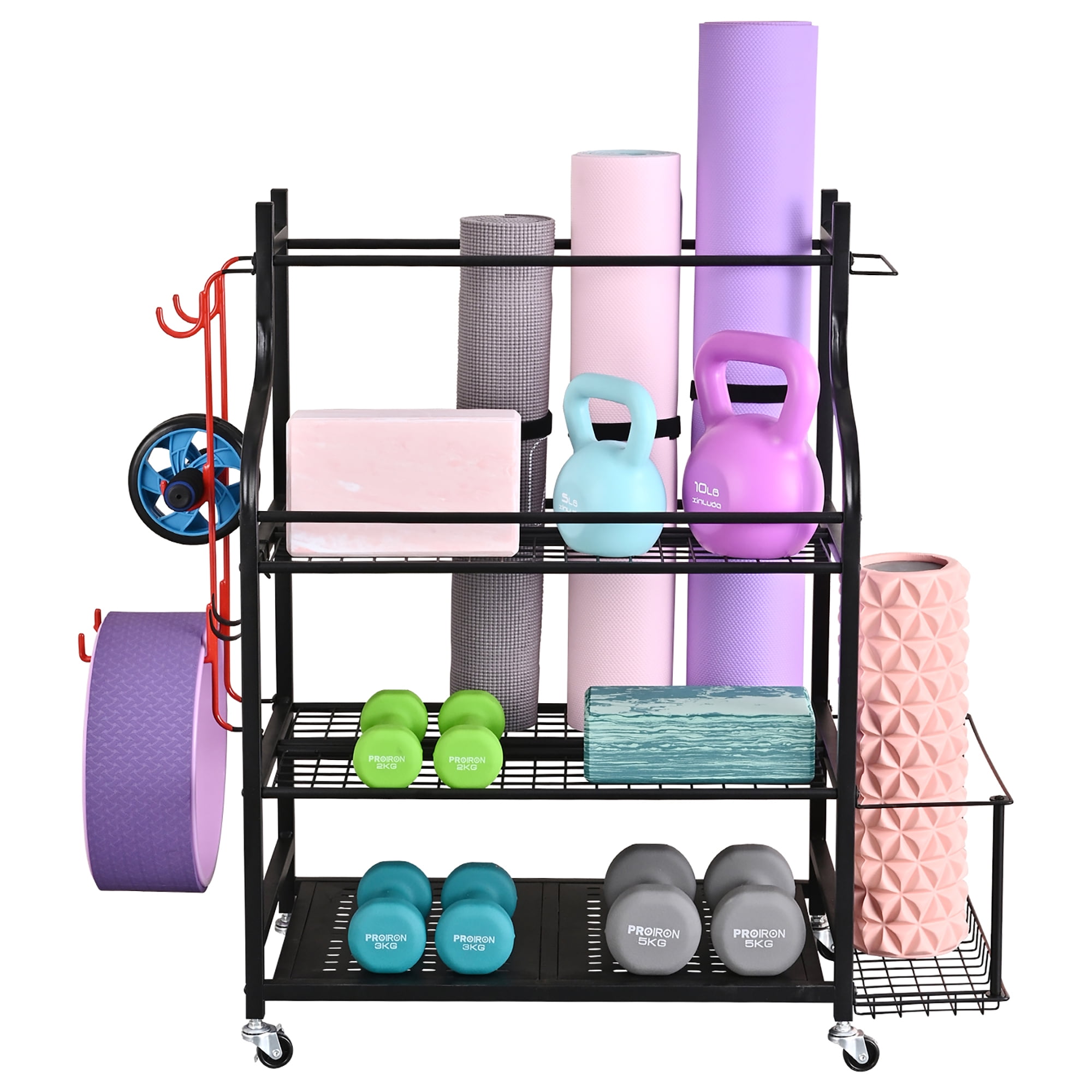 Mythinglogic Yoga Mat Storage Racks, Home Gym Storage Rack for Dumbbells,  Foam Roller, Yoga Strap and Resistance Bands, Yoga Mat Holder, Workout