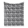 thumbnail image 1 of Botanical Soft Flannel Fleece Throw Blanket, Water Lily Leaves Flowers on the Lake Lotus Blooms Nature Design, Cozy Plush for Indoor and Outdoor Use, 60" x 80", Charcoal Grey and White, by Ambesonne, 1 of 5
