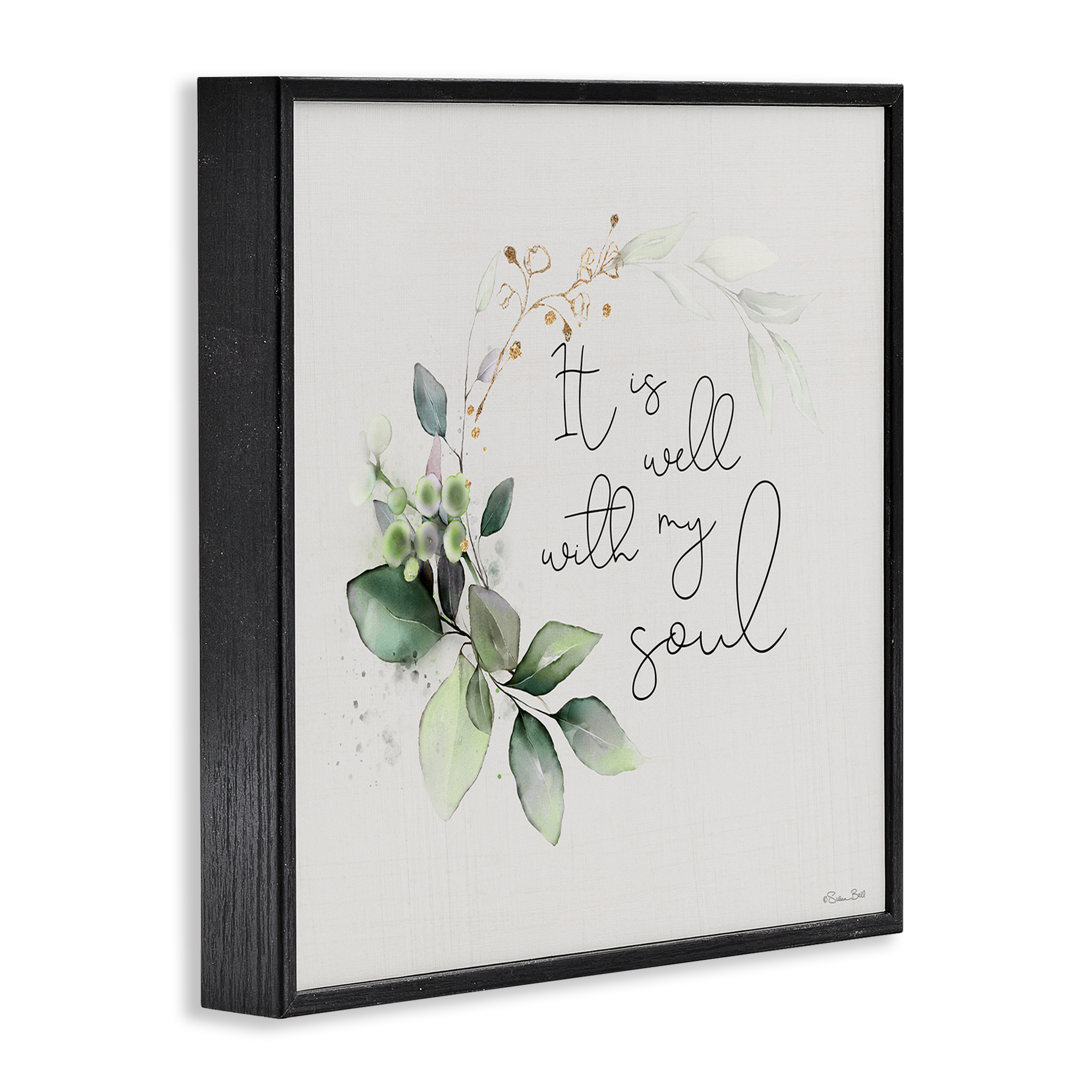 Stupell Industries Well With My Soul Religious Painting Black Framed Art Print Wall Art, 12 x 12