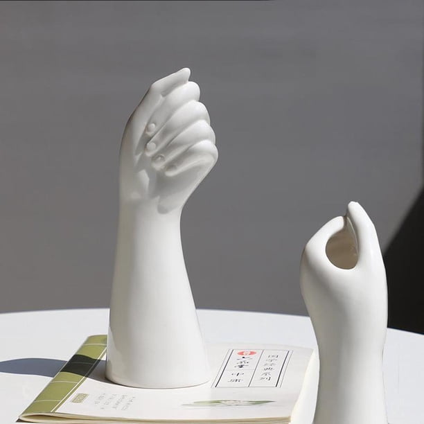 Florero de cerámica con forma de mano, maceta de flores artificiales, decoración de 9,3 pulgadas para sala de BLESIY jarrón de figura corporal