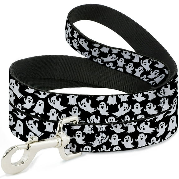 Buckle-Down Pet Leash, Dog Leash, Ghosts Poses Scattered Black White, 4 Feet Long 1.0 Inch Wide