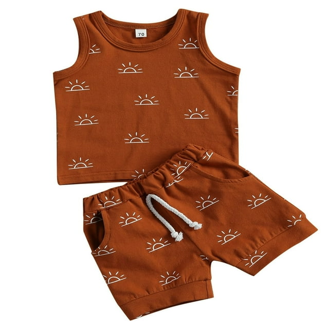 Baby Boy Shorts Set Camisole Tank Top Jogger Shorts Pants 2Pcs Summer Outftis