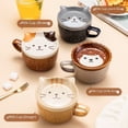 thumbnail image 4 of Taza de cerámica con forma de erizo y gato Shiba Inu de dibujos animados, bonita taza de café de aspecto alto, taza de leche para el desayuno, 4 of 5