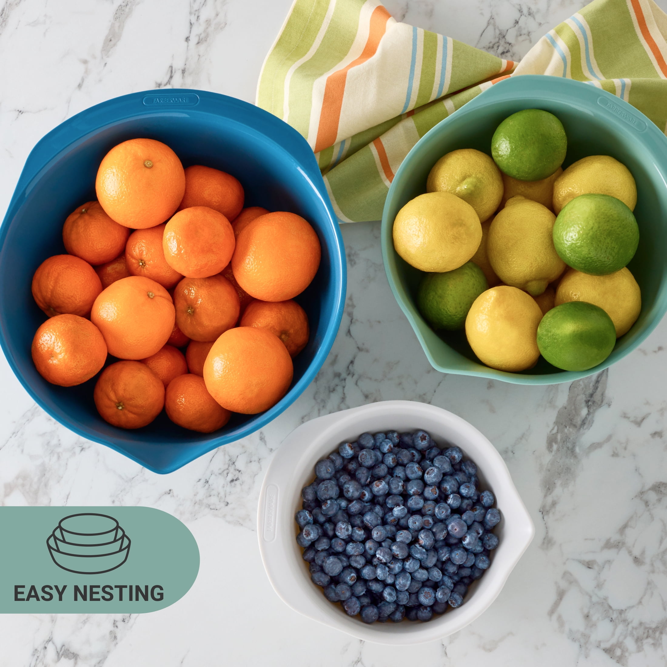 Farberware Professional Nesting Mixing Bowls with Non-Slip Base, Set of 3
