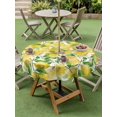 thumbnail image 4 of Outdoor Tablecloth with Umbrella Hole for Patio/Picnic/Party/Camping, Watercolor Lemon Filling Waterproof Table Cloth Round Cover Washable, Summer Botanical Leaves (Dia 60"), 4 of 8