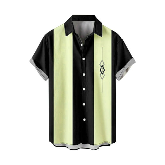 TAIAOJING Shirts For Men Male Summer Print Plus Size Short Sleeve Turn Down Collar Button Down Blouse Shirt