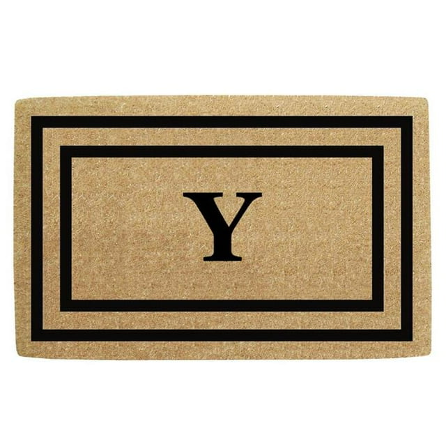 Nedia Home O2182Y 36 x 72 in. Thin Double Picture Frame Heavy Duty Coir Door Mat, Monogrammed Y - Black