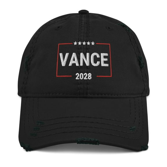 Vance 2028 hat, Embroidered Distressed Dad Hat, Vance president hat, Vance hat (Black)