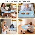thumbnail image 3 of Folding Lap Desk, 23 Inch Portable Wood Black Laptop Bed Desk Lap Desk with Cup Holder, for Working Reading Writing, Eating, Watching Movies for Bed Sofa Couch Floor-Blue, 3 of 7