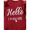 thumbnail image 6 of Zehjuhan Newborn Baby Girl Clothes Hello I'm New Here Letter Romper+Floral Pants+Hat+Headband+Gloves Coming Home Outfits, 6 of 10
