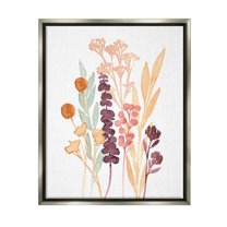 Stupell Industries Wildflower Botanicals Layered Herbs Graphic Art Luster Gray Floating Framed Canvas Print Wall Art, Design by Annie Warren