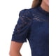 thumbnail image 5 of Top de encaje floral INSPIRE CHIC para mujeres con cuello alto, mangas cortas abullonadas y elegante blusa de encaje XL azul oscuro, 5 of 6