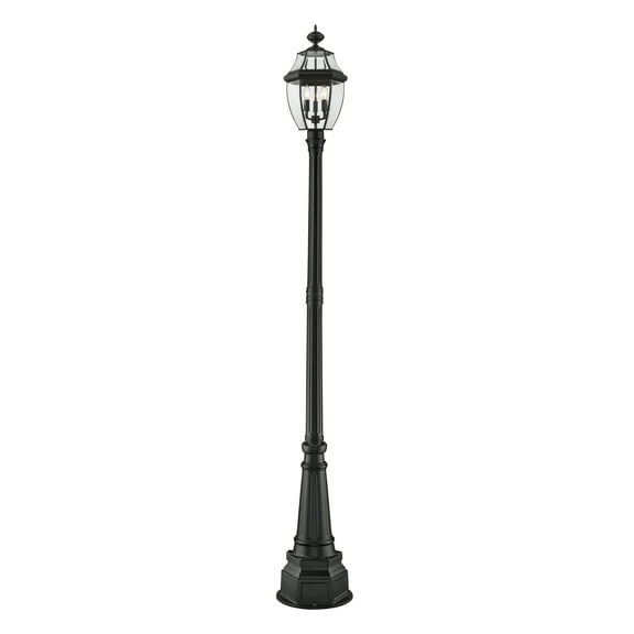 3 Light Outdoor Post Mounted Fixture Frame Finish Black