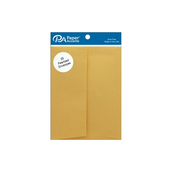 Paper Accents Envelope 4.38"x 5.75" Pearlized 22kt Gold 25pc per pack