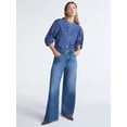 thumbnail image 2 of Scoop Women's Cotton Denim Shirt with Blouson Sleeves, Sizes XS-XXL, 2 of 5